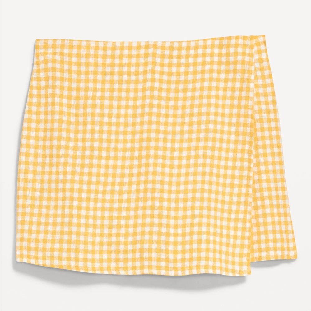 NWT Old Navy Yellow Checkered Wrap around skort